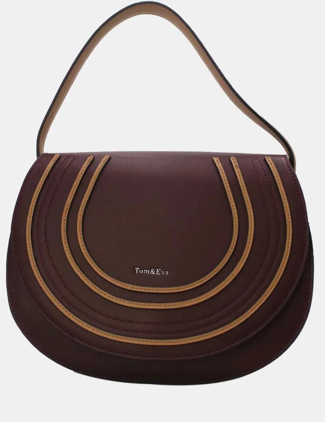 Sac à main femme Tom & Eva bordeaux et camel